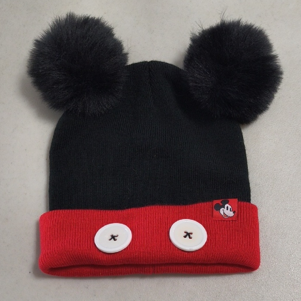 Disney Black and Red Mickey Mouse Pom-Pom Hat Youth